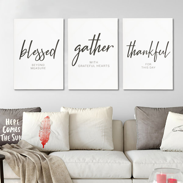 Gracie Oaks Inspirational Slogans Ⅱ 3 Piece Wrapped Canvas Textual